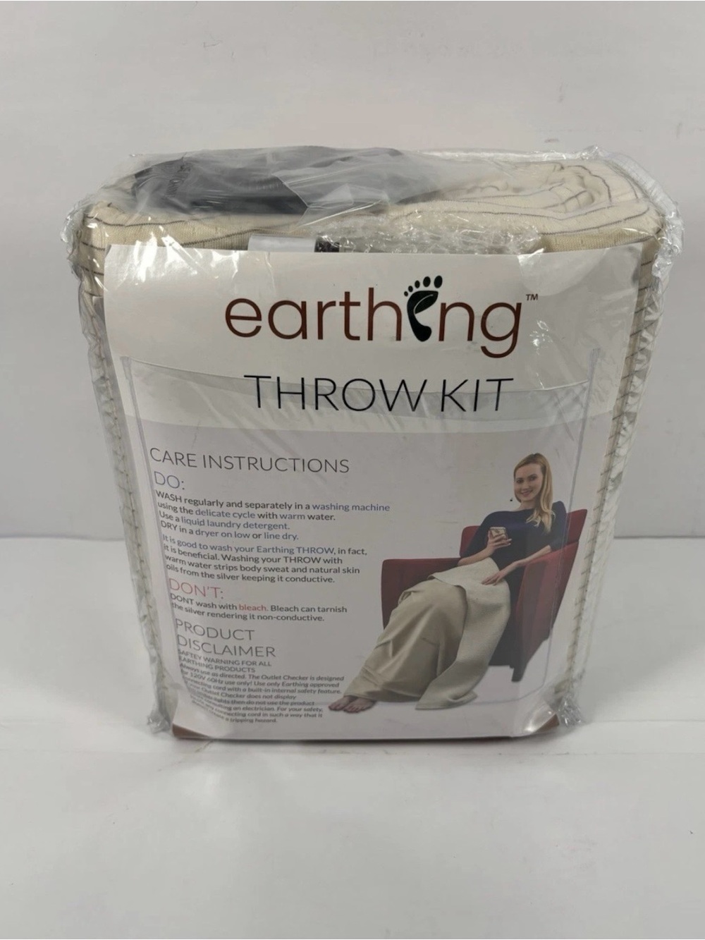 Earthing Grounding Throw Kit - Natural Cream Colored Blanket